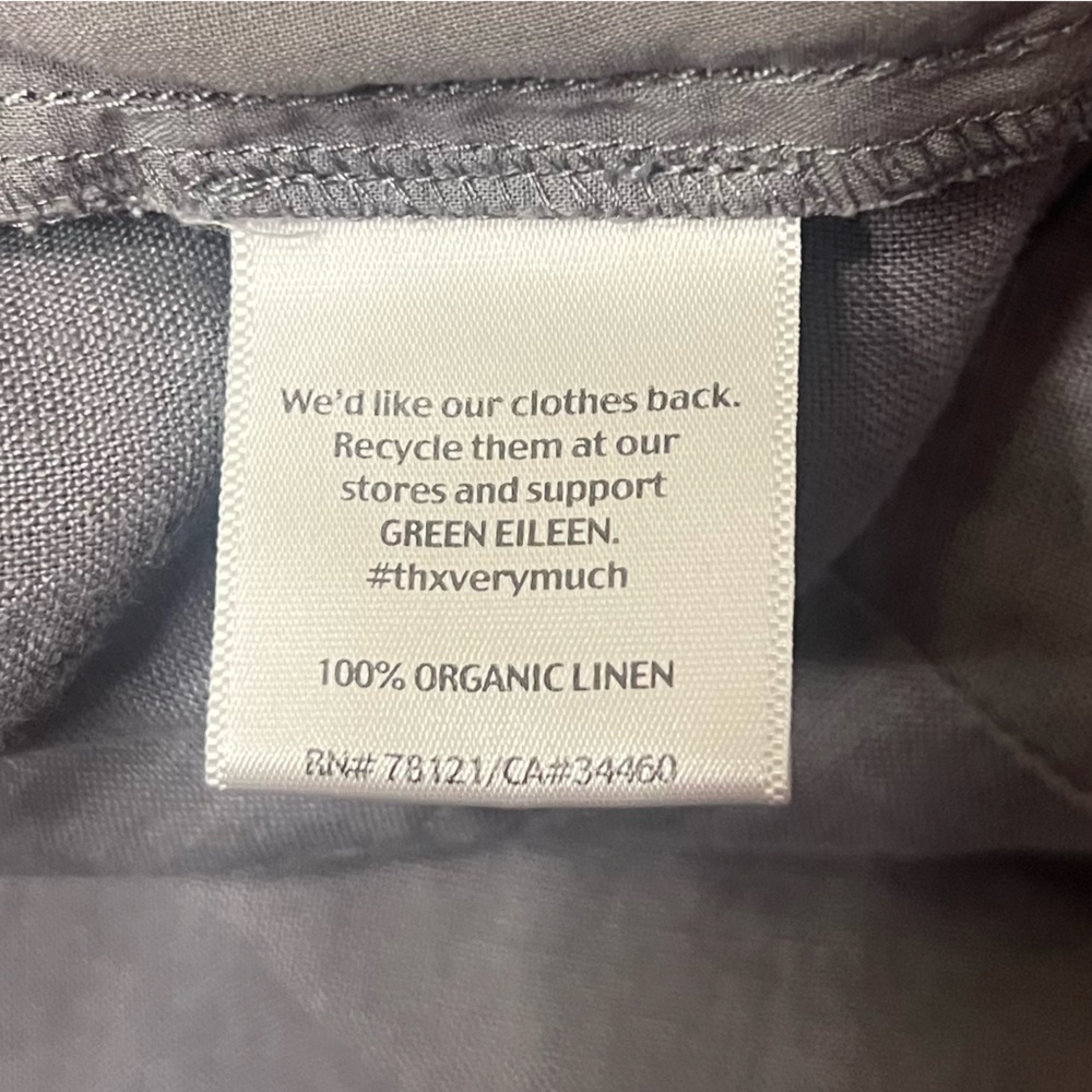 Eileen Fisher Grey Organic Linen Cropped Pants Size 8 - Picture 4 of 4